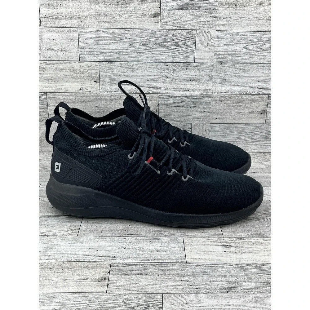 FootJoy‎ Flex XP Shoes Mens Size 12 Black Knit Waterproof Golf Sneakers 56271